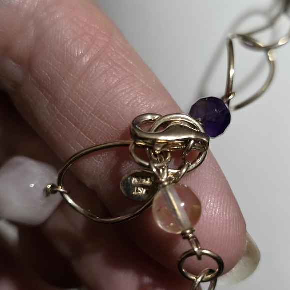 J&T STERLING 925 MULTI GEMSTONE NECKLACE AMETHYST, ROSE QUARTZ CITRINE 18in - Picture 5 of 6